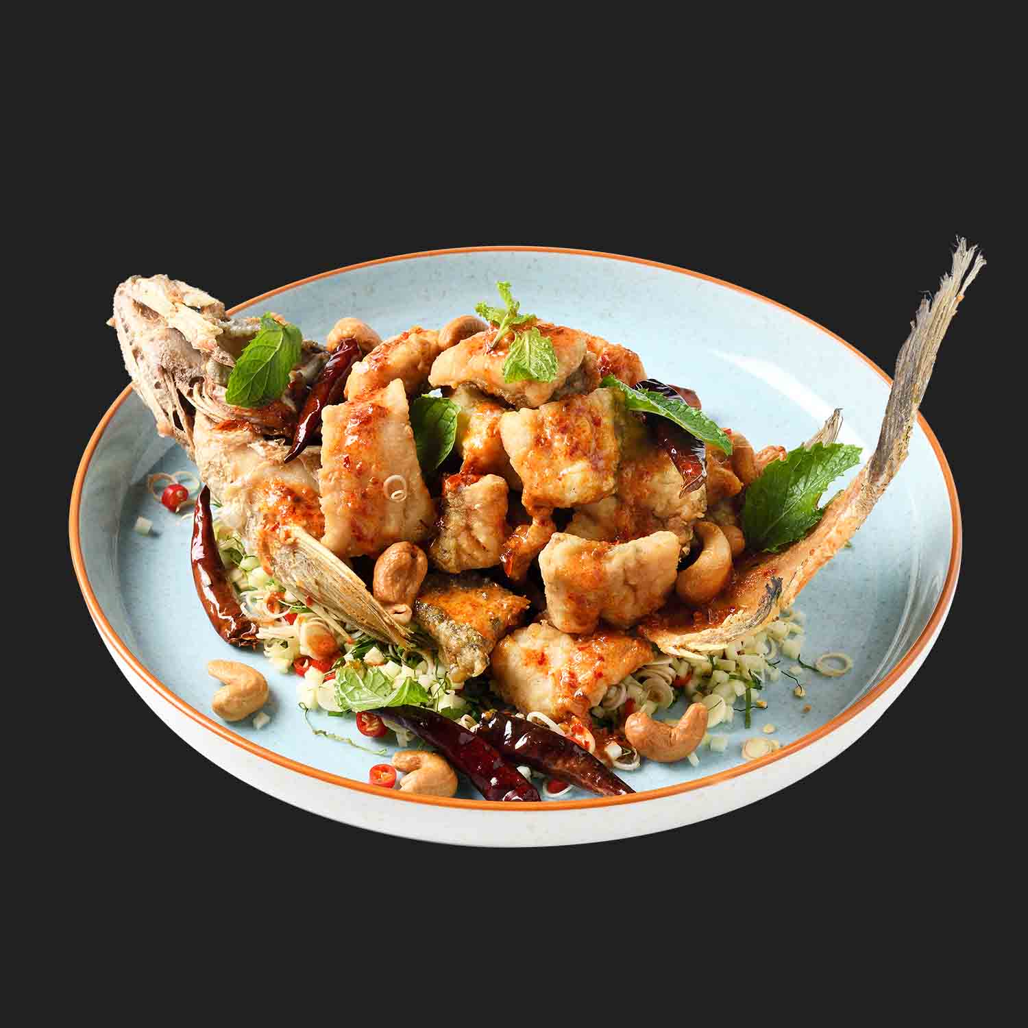 ปลากะพงลุยสวนสูตรโบราณ